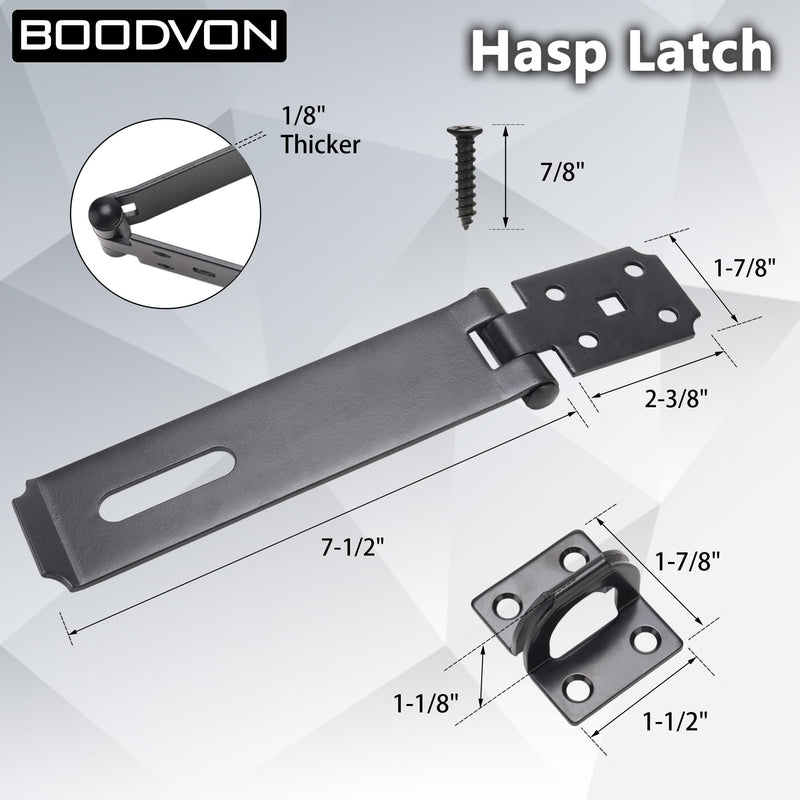 Door Lock Hasp Latch, Iron Safety Packlock Clasp Hasp Lock Latch, Extra Thick Gate Lock Hasp with Screws Brushed Finish 1 Pack(7-1/2 Inch)