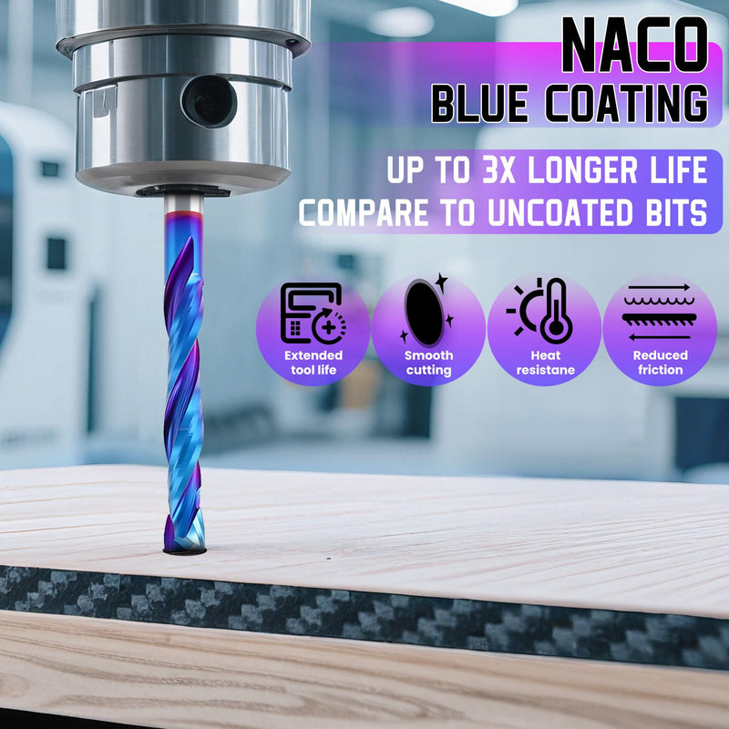 HQMaster Up & Down Cut Compression Bit 1/8" Shank Spiral CNC Router End Mill Tungsten Carbide Milling Cutter Set 10 Pack