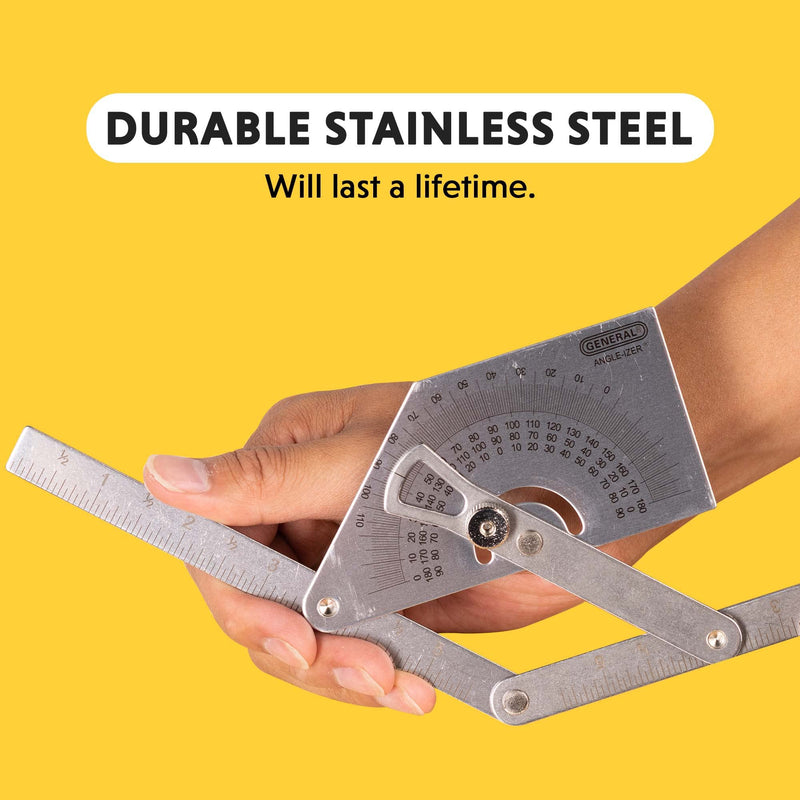 General Tools Protractor and Angle Finder #39, Stainless Steel, Outside, Inside, Sloped Angles, 0° to 180° - NewNest Australia