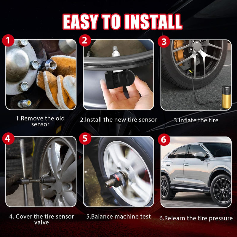 4pcs Tire Pressure Monitoring Sensors 433MHz TPMS System Compatible with JX35 Q50 Q60 QX60 Altima Frontier Maxima Murano Pathfinder Snap-in