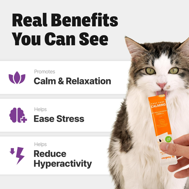 Cat Calming Supplement – Lickable for Stress & Anxiety Relief, Helps Promote Relaxation with L-Theanine, Tryptophan & Valerian Root – for Separation Anxiety & Travel, Tuna Flavor, 30 Tubes