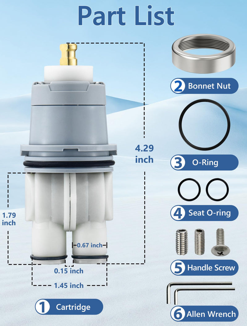Shower Cartridge Replacement for Delta RP46074 (2006-Present) RP46074 with nut ×2