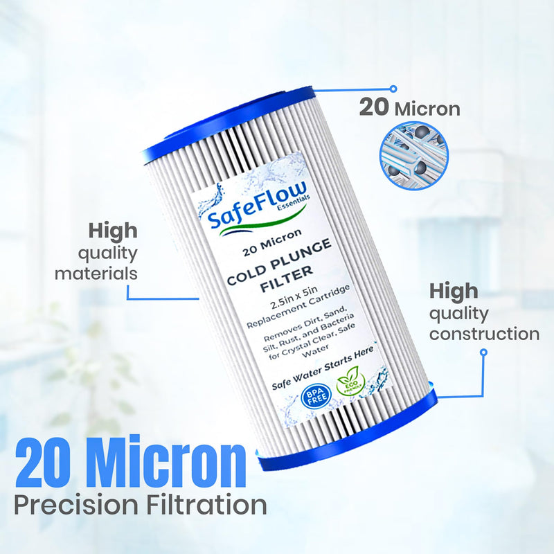5" x 2.5" Cold Plunge Filter 20 Micron – Fits The Pod Ice Cold Plunge Water Chiller, Cold Plunge Filters, and Under Kitchen Sink Systems (8) 8