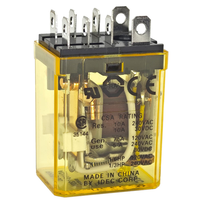 RH2B-ULAC110-120V 10A Power Relay (Pack of 2) - 8-Pin 110/120VAC, DPDT, Plug-in, Blade Terminals, LED Indicator