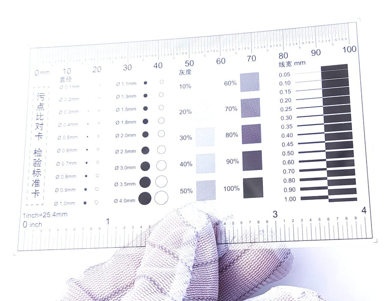 Flaw Test Gauge SEC Size Estimation Chart (Transparency) for Dot and Line Defects Measuring 4 inches (1) 1