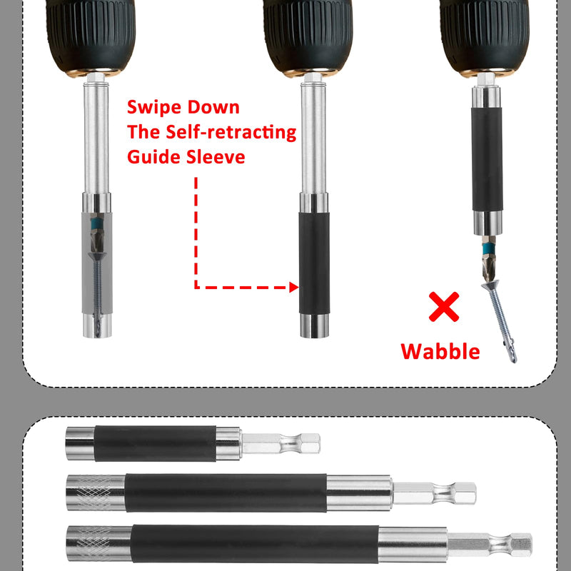 3pcs Magnetic Screw Drive Guide Drill Bit Tip Holder, Quick Release Screwdriver Bit Holder Extension Bar Drill Screw Adapter for Nuts Drill and Handheld Driver