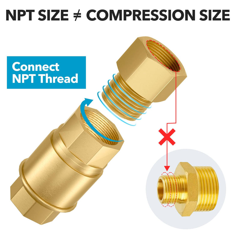 3PCS Brass Pipe Fitting, 1/2" Female x 1/2" Male NPT Thread Brass Hex, Adaptor 1200psi High Pressure 3PCS-1/2" Female x 1/2" Male