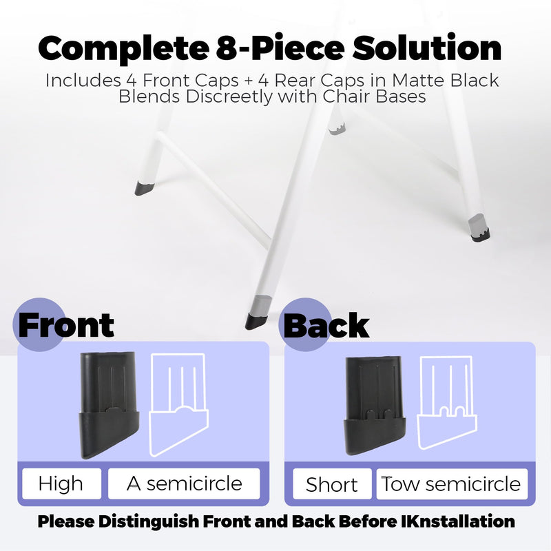 8-Pack Replacement Leg Caps for Lifetime Folding Chair (Fit for Model 80747/22804/2802) - Injection Molded, ABS Foot Caps - Fits 4 Front and 4 Back Legs, Prevents Scratches on Hardwood Floors 8 Pack