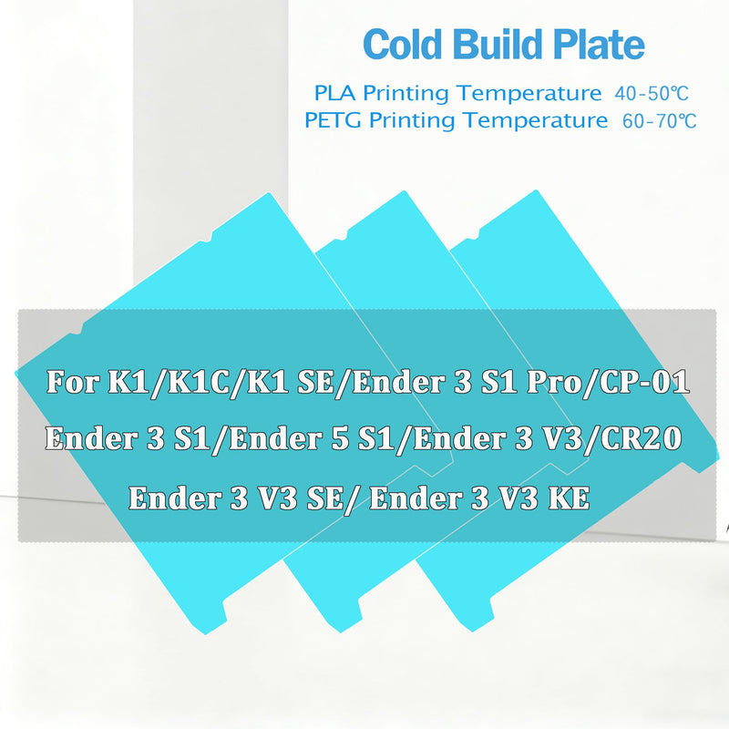 Cold Build Plate 235mm*235mm for Adventurer 5M Pro/5X/Ender 3 V3 SE/3 V2/3 S1 Pro/3 V2 Neo/3 Pro/Ender 5 Pro/Kobra 2 Pro/Neptune 3 Pro/4，Light Blue，Room Temperature Printing Cold Plate K1-235*235mm
