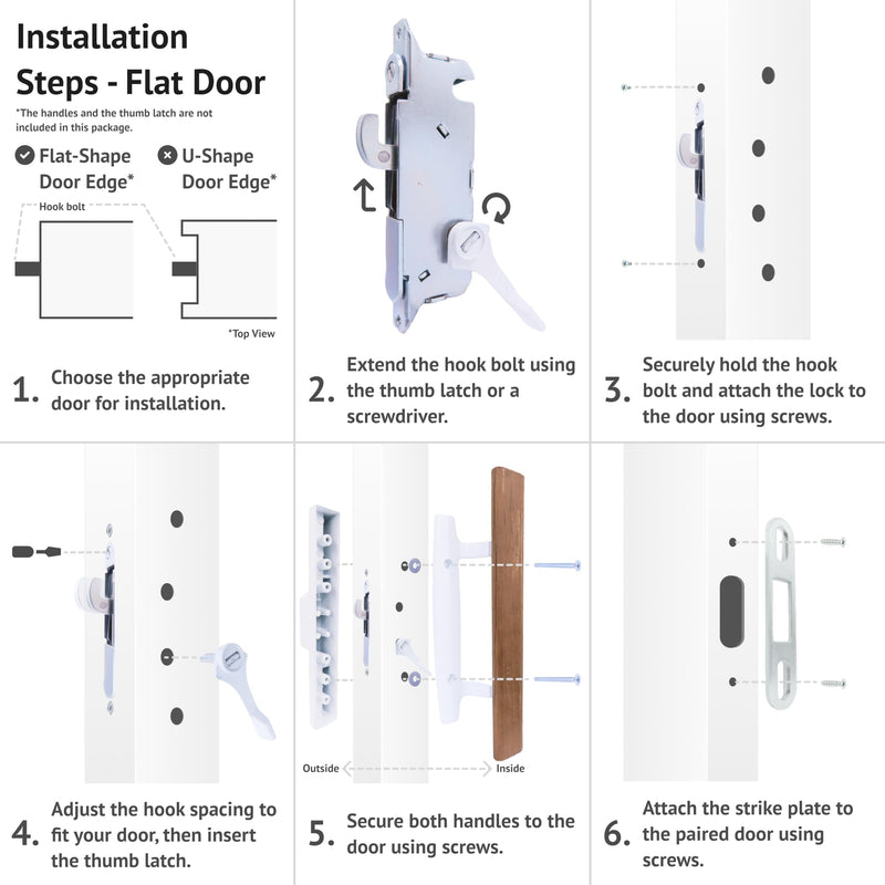 elox Stainless Steel Sliding Patio Door Lock with 45 Degree Keyway, Adjustable Bolt Projection, Suitable for Glass Door, Narrow Stile Aluminum and Wooden Door (22mm Backset) Longer Hook