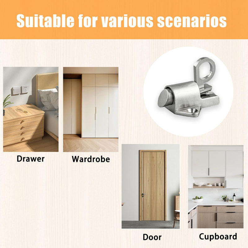 2Pcs Latch Lock, Automatic Window Gate Lock with Mounting Screws, Self Closing Spring Bounce Door Bolt for Window Toilet - NewNest Australia