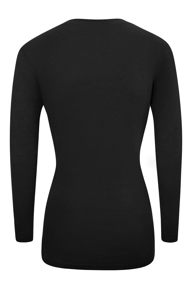 Natural Uniforms Women's Under Scrub Tee V-Neck Long Sleeve T-Shirt Large Black