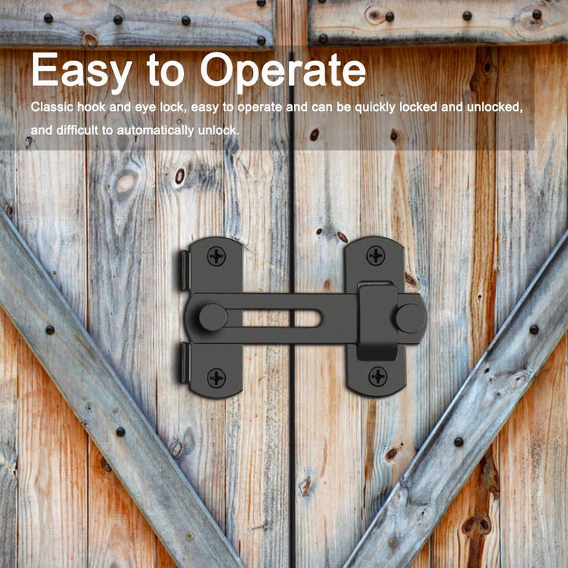 2PCS Barn Door Lock, 180 Degree Flip Sliding Barn Door Latches, Gate Latch for Barn Door, Sliding Door, Pet Door, Garage, Bathroom, Window, Outdoor(Black) - NewNest Australia