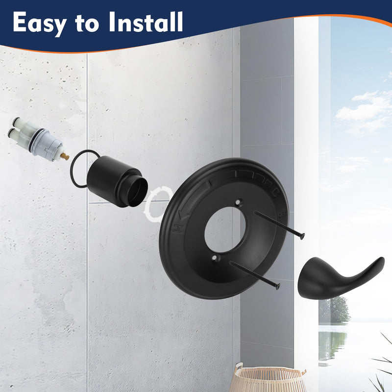 Replacement for delta Classic 13/14 Series Single-Function Shower Valve Trim Kit, T13020-BL Matte Black Shower Handle Set, Fit R10000 Series Shower Valve(Catridge and Valve Not Included)