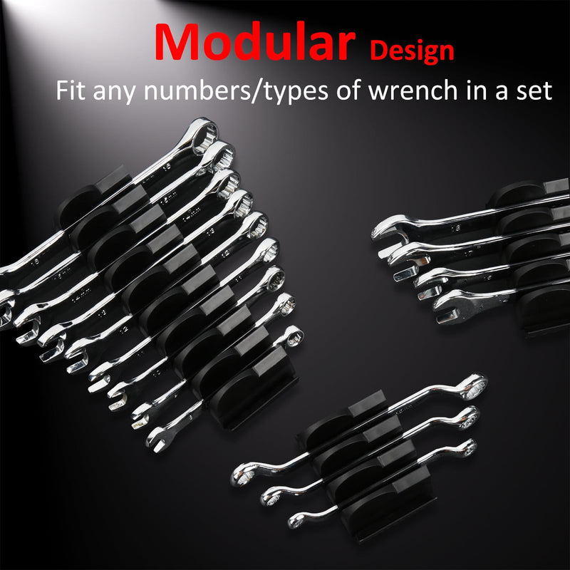 24pcs Magnetic Modular Wrench Organizers for Tool Drawers - Wrench Rack with Metric&SAE Labels,Tool Storage Holder with Magnet.Gift for father, brother&boyfriend (Black with magnets) Black with magnets
