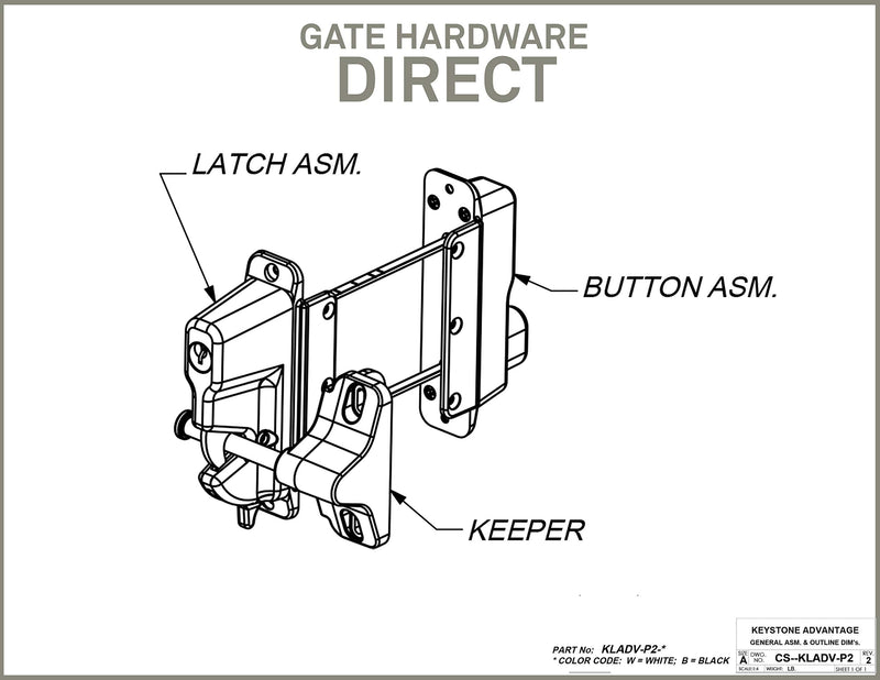 Keystone Black Nylon Polymer Key-Lockable Latch | 2 Sided | Keyed Alike | KLADV-P2-BK-KA