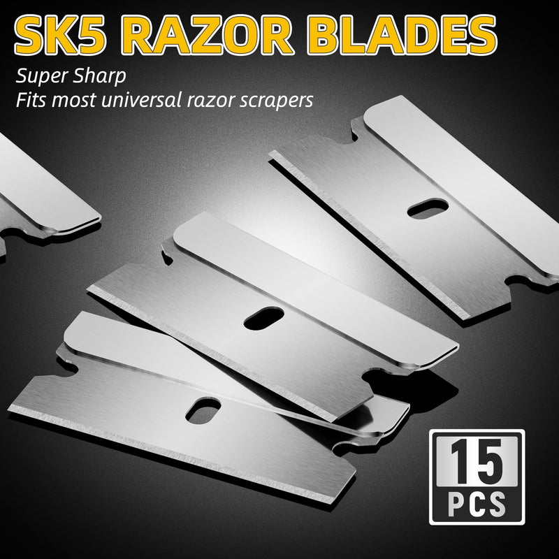 DIYSELF 1 Pack Razor Blade Scraper with 15 Extra Blades, Scraper Tool for Cleaning Window, Paint, Cooktop, Oven, Glass Stove Top Scraper, Razor Scraper with Buit-In Blade Storage Red