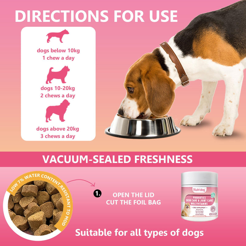 26-in-1 Dog Multivitamin Chews – Glucosamine, MSM & Chondroitin for Joints, 6-Strain Probiotics for Gut, Calming Chamomile & Valerian, Immune Support, Chicken Flavor (30 Count) ND-015