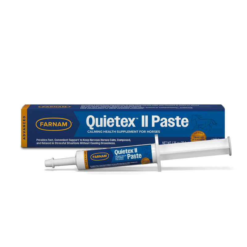 Farnam Quietex II Horse Calming Paste, 32.5 ml Syringe, Manage Nervous Behavior & Keep Horses Calm, Focused & Composed, 7 Stress-Relieving Ingredients, Calm Magnesium Supplement