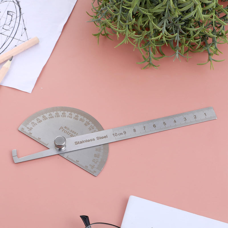 Stainless Steel Angle Protractor 0-180 Degrees Angle Ruler Finder 10 cm Woodworking Ruler Adjustable Angle Protractor Angle Finder Ruler Craftsman Angle Measure Tool Angle Measure Tool