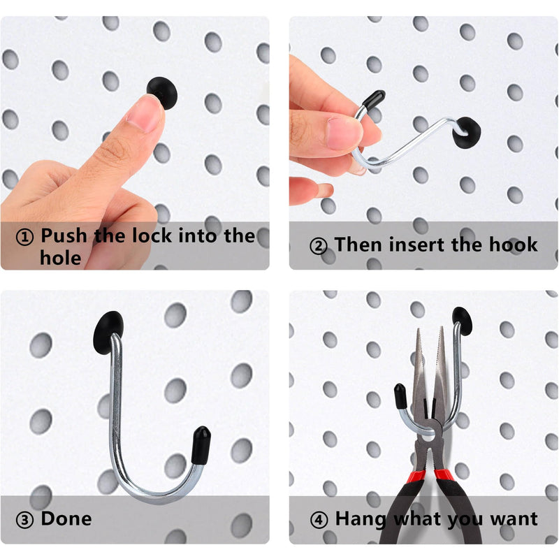 Pegboard Hook Locks, for Stopping Hooks from Falling Off, 120PCS, Black