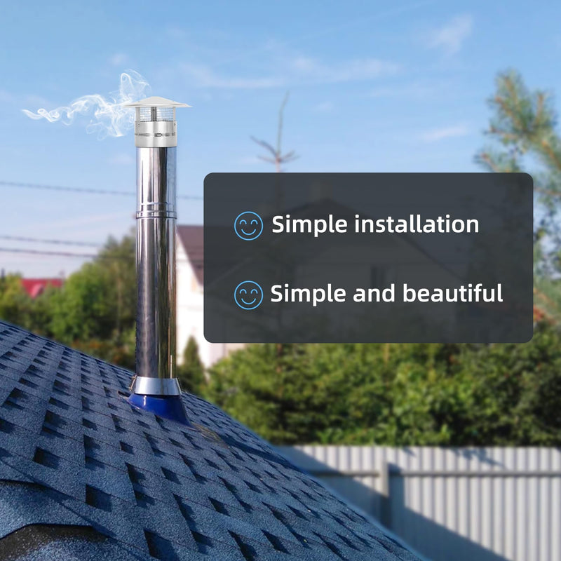 6 Inch Round Chimney Cap,Adjustable Roof Cap for Vents,Chimney Cap with Screen in Stainless Steel,Round Rain Cap for All-Round Chimney Protection,Round Roof Rain Chimney Cover,6 Inch Round Chimney Cap 6 INCH