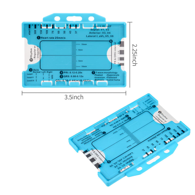2PCS 7-Step Electrocardiogram Scales for Electrocardiogram Interpretation - Portable Plastic Measuring Tool, Transparent Caliper for Following The 7-Step Plan