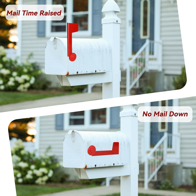 Mailbox Replacement Flag Kit Mailbox Red Flag Holder, Professional Mailbox Flag Galvanized Steel Including 1 Piece of Metal Mailbox Flag Replacement, 1× Red Washer, 1× Card Holder and 1× Card Strip Style - B