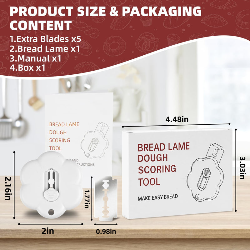 2PCS White Extractable & Magnetic Bread Lame Dough Scoring Tool Sourdough Baking -for Homemade Baking,Dough Knife white 2pcs
