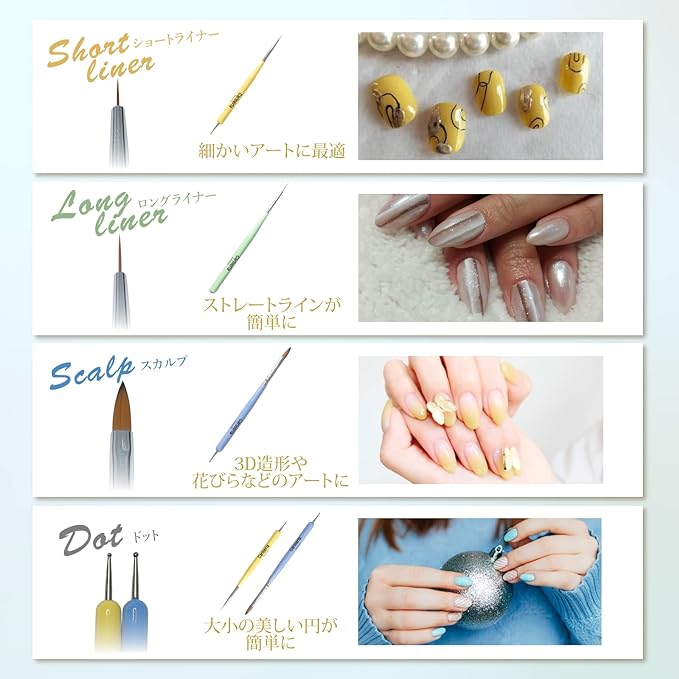 Carineria Manicurist Supervised Nail Brush Set of 6 with Cap, Gel Nail Brushes, High Quality Nylon Fiber, Moderate Elasticity, Large and Small Dot Pens Included - NewNest Australia