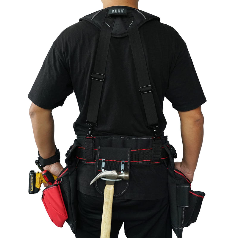 KUNN Tool Belt Suspenders for Men with Magnetic Wristband,Heavy Duty Work Suspender for Construction Electricians Carpenter Framer Tool Belts,Black SW00A-BLK - NewNest Australia