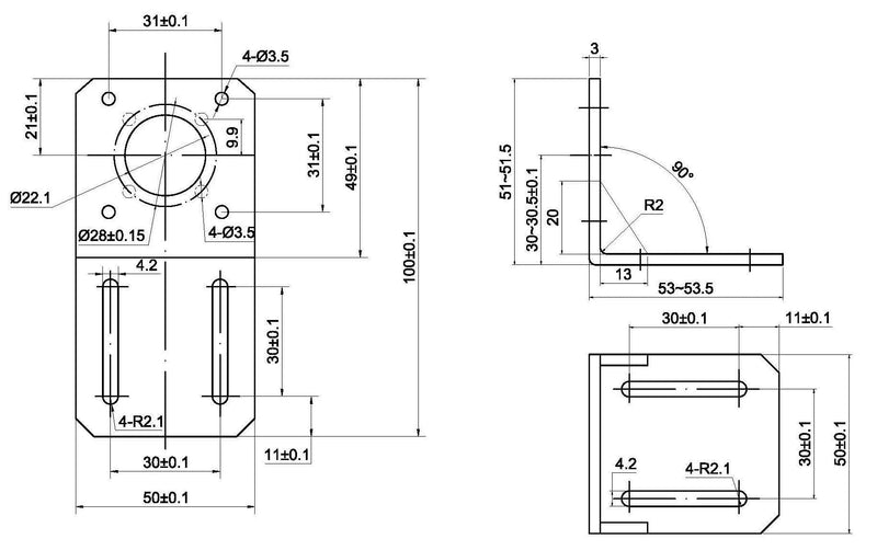 STEPPERONLINE NEMA 17 Stepper Motor (Economy Geared Stepper Motor) Alloy Steel Mounting Bracket ST-M1