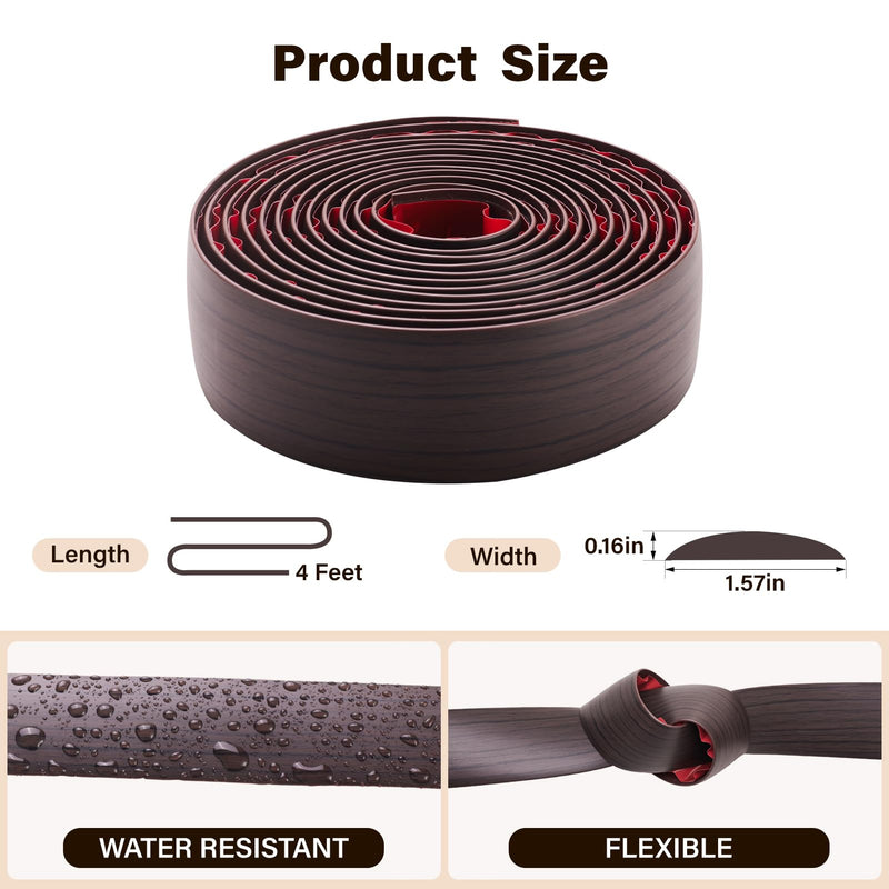 INMOZATA 4Ft Floor Transition Strip, Self Adhesive Vinyl Cover Floor Strip Laminate Flat Divider Flooring for Joining Floor Gaps, Carpet, Threshold Cover, Doorway Transitions Strip(Walnut) Walnut 1