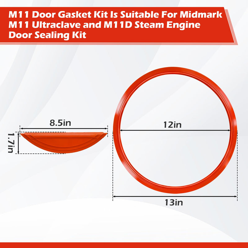 M11 Door Gasket kit is Suitable fits for Midmark M11 Ultraclave and M11D steam Engine Door Sealing kit. Includes Door Gasket # 053-0527-00 Dam gaskets # 002-0504-00-metal Ring Free