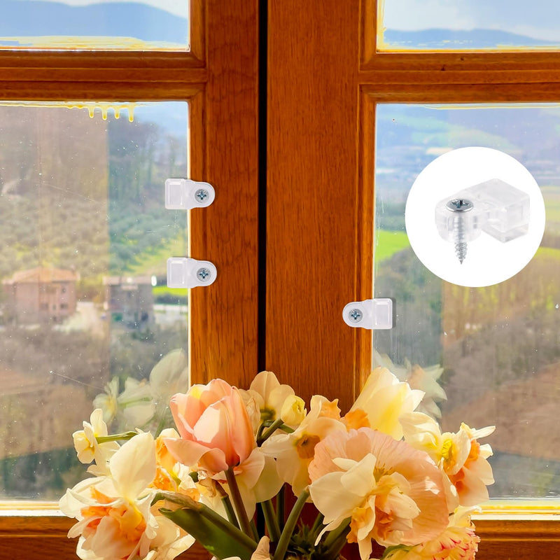 10pcs Glass Retainer Clips with Screws, Cabinet Glass Retainer Clips Storm Door Glass Retainer Clips Glass Retainer Strip for Windows Doors Cabinet - NewNest Australia