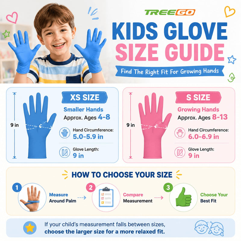 TREEGO Kids Disposable Nitrile Gloves, Lavender, Latex Free, 100 Count Lavender 100 X-Small