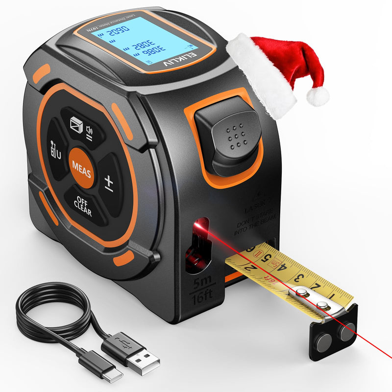 Laser Tape Measure 197Ft Laser Measurement & 16Ft Manual Measuring Digital Tape Measure Support to Pythagorean Mode, Area, Volume, Ft/Ft+in/in/M Unit Distance Meter for Woodworker Tool