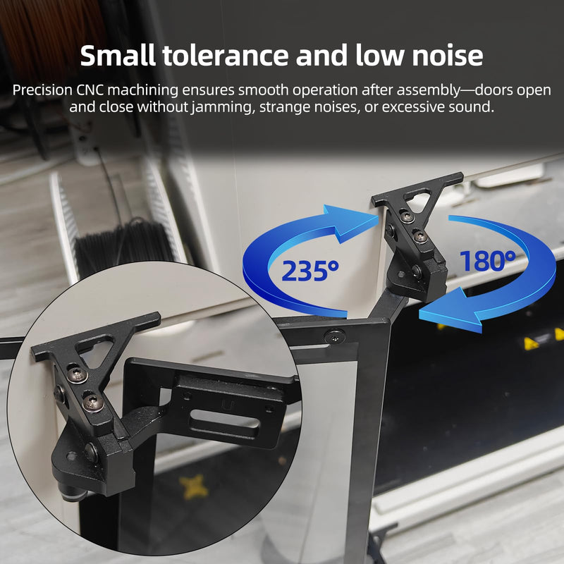 FYSETC Upgraded Metal Parts for Snapmaker-U1 Door: CNC Door Hinge 180/270° Adjustable Easy to Swivel Compatible with Snapmaker U1 3D Printer Not for J1 J1S