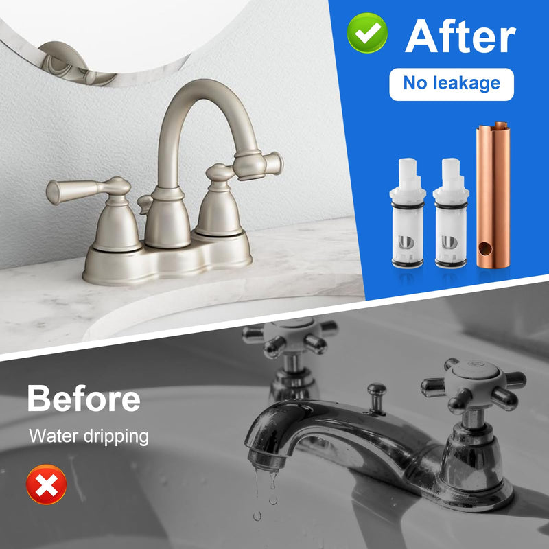 1224 1224B Faucet Cartridge Kit Compatible with Moen Double Handle Faucets and Tub Showers with Removal Tool