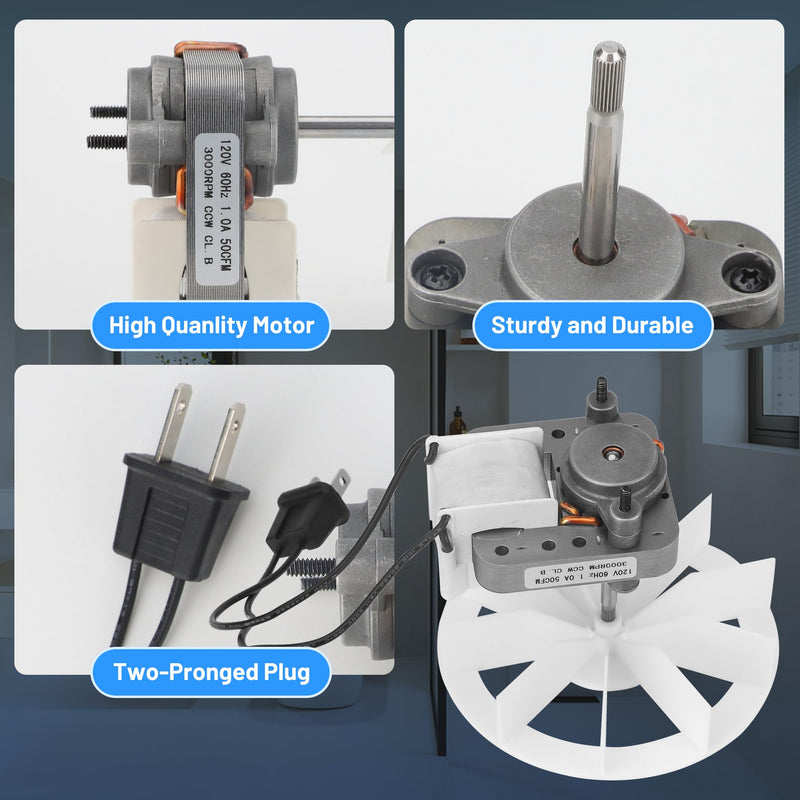 BP27 S97012038 Bathroom Vent Exhaust Fan Motor and Wheel for Broan NuTone 97012038 659 662 663 668 678 688 Fan Motor 120V 3000RPM 60HZ 0.29A