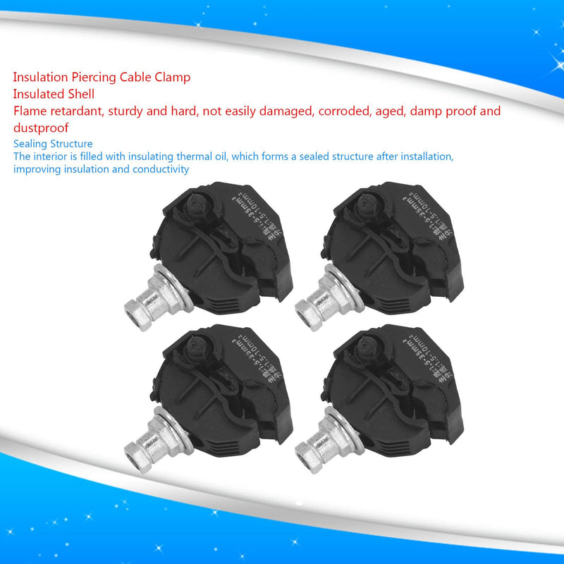 5 Pcs Insulation Piercing Connector 1KV No Peeling Piercing Clamp High Low Voltage Cable Splitter (Black-1) black-1