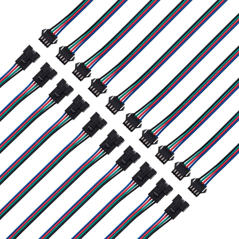 BTF-LIGHTING 10 Pairs 4pin SM JST 15cm Cable Female/Male connectors for Led Strip RGB 5050 3528 WS2801 APA02 WS2815 WS2813 4 PIN