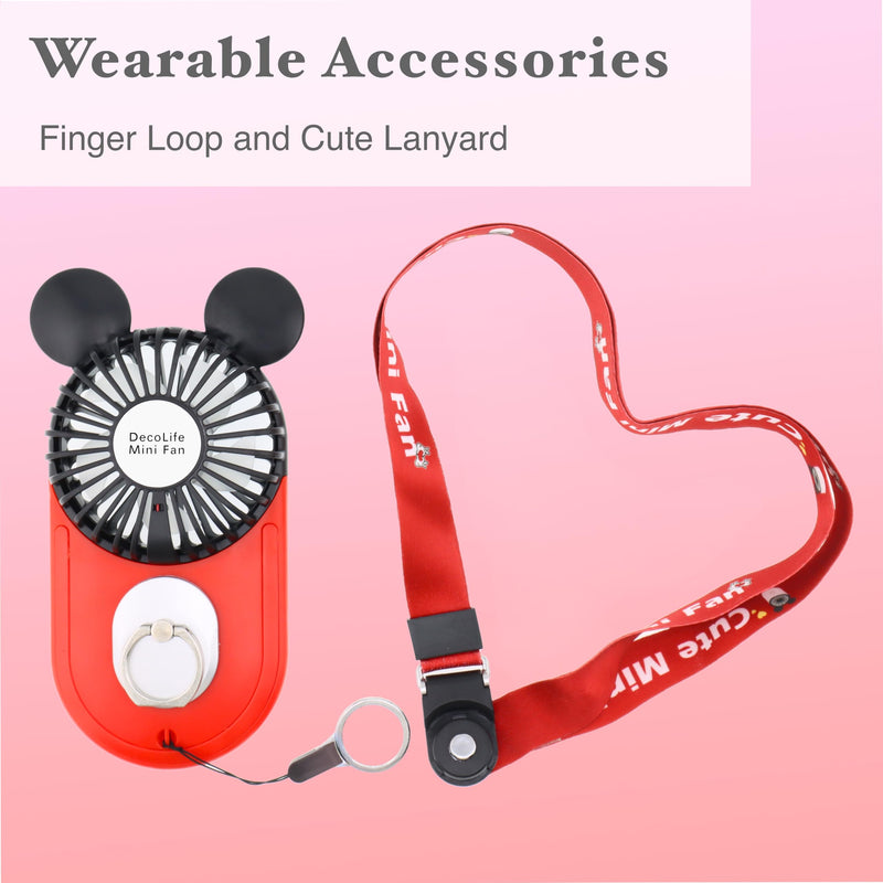 Cute Handheld Mini USB Fan, Rechargeable Portable Fan, 3 Adjustable Speeds and Wearable Accessories, Pocket Size for Indoor Or Outdoor Activities, 3 Pack (Red+Yellow+Blue) Red+Yellow+Blue