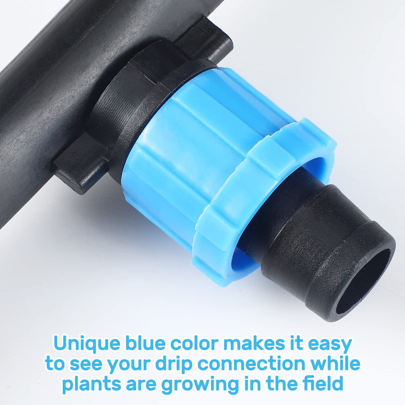 Frienda 50 Pcs Drip Tape Connector, Drip Tape Fittings, Drip Irrigation Tubing Coupling Barbed Locking Fitting Kit, Drip Irrigation Tools Twist Locks 1/4" Barb for 5/8" Drip Tape Sprinkler