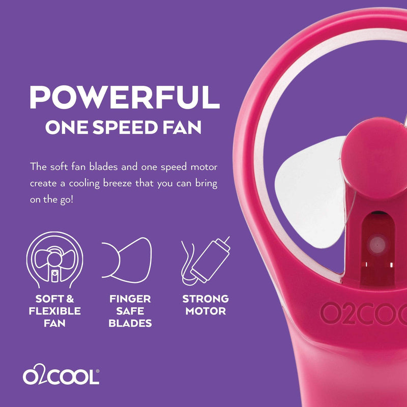 O2COOL 2 Pack Elite Battery Powered Handheld Water Misting Fans (Raspberry) Raspberry