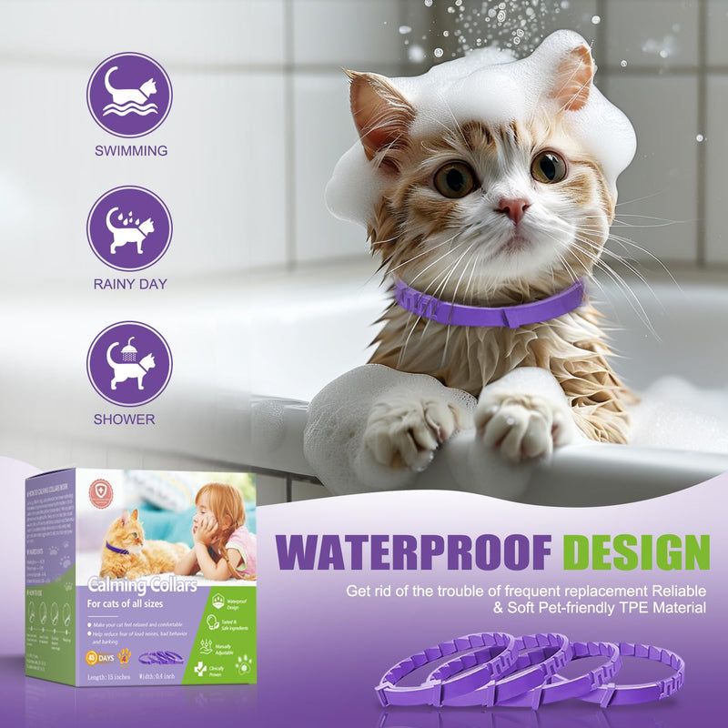 Calming Collar for Cats | Calming Cat Collars Adjustable Soother Anxiety Relief & Stress | Comfort Cat Calm Collars Water Resistant | Pheromone Collar for Cats Rapid Effect Lasts 45 Days (Purple) Purple