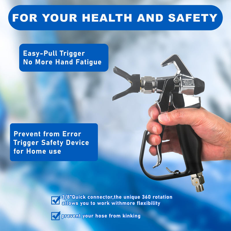 DUSICHIN Airless Paint Spray Gun High Pressure 3600PSI Reversible 517 Nozzle, Tip Guard Swivel Joint 10 inches Extension Airless Paint Sprayer Accessories for Graco Titan Airless Paint Sprayer DUS3000
