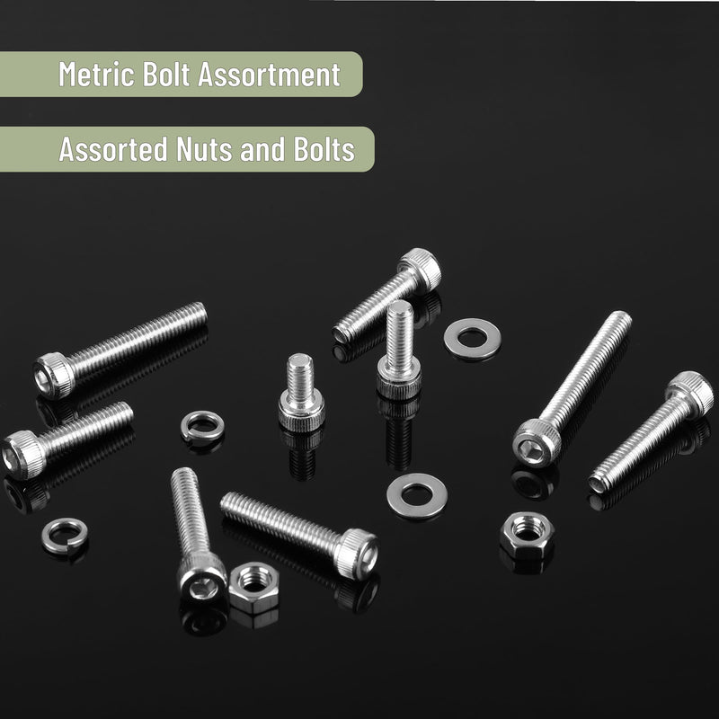 Mr. Pen- Nuts and Bolts Assortment Kit, 350 pcs, Stainless Steel, M4 Screws (7 Sizes 6-30mm), Hex Socket Head Cap Screws Assorted Nuts and Bolts Nut Bolt and Washer Assortment Bolt and Nut Assortment
