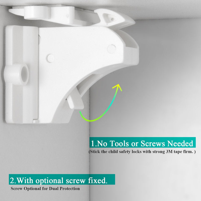 Vmaisi Adhesive Magnetic Cabinet Locks for Babies (8 Locks and 2 Keys) Standard 8.0