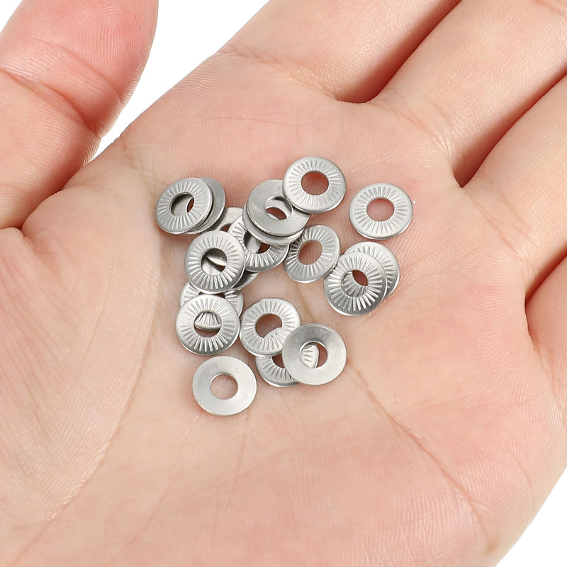 PATIKIL 304 Stainless Steel Flat Washers, 100 Pack M3x8mm Belleville Spring Disc Washer Conical Knurled Metric Gasket for Automotive Industrial Construction
